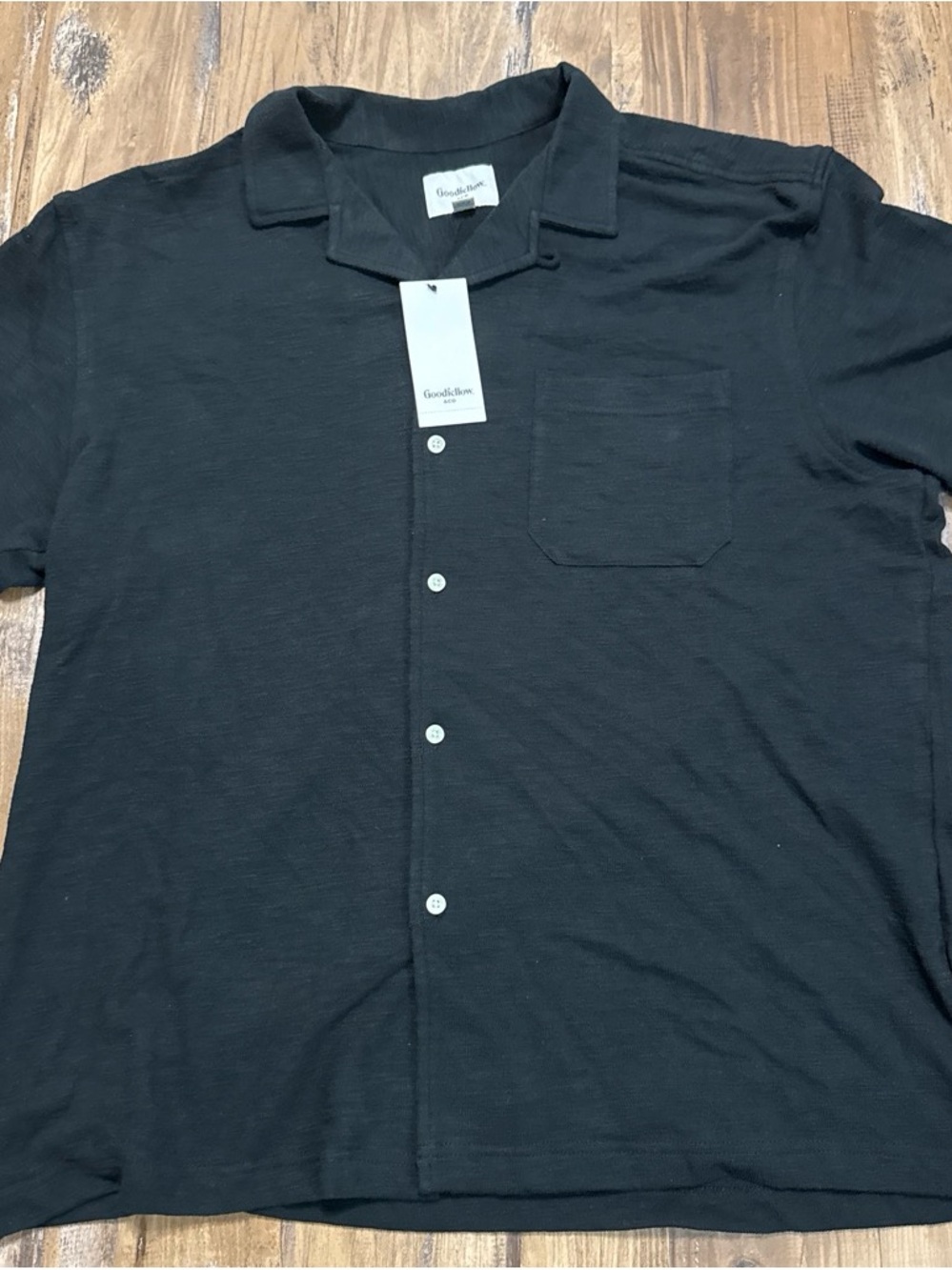 Goodfellow & Co Black Short-Sleeve Button-Down Pocket Shirt